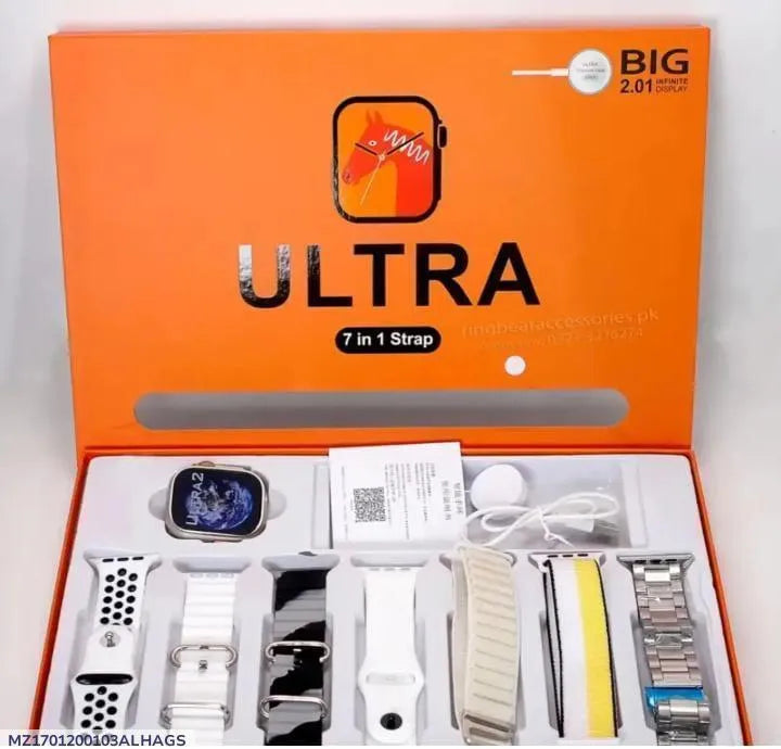 *: Ultra 2 Smart Watch
*🔥 7-in-1 DEAL 🔥
Watch + 7 Color Straps + Charger + Box