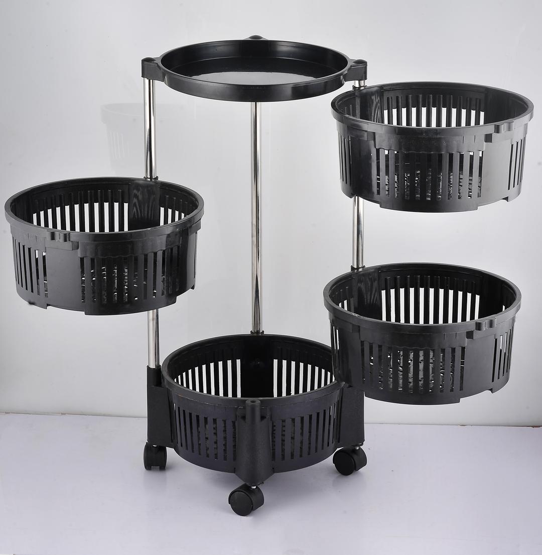 *Product Name*: Black 4-Tier Rotatable Fruit Basket with Wheels
*