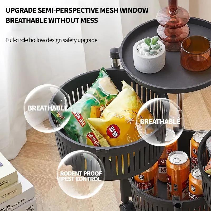 *Product Name*: Black 4-Tier Rotatable Fruit Basket with Wheels
*