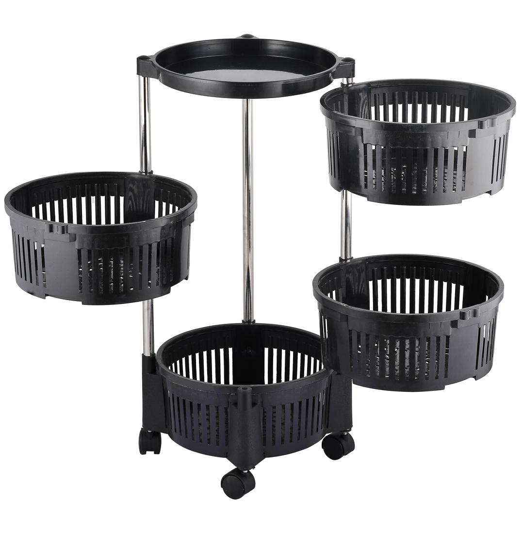 *Product Name*: Black 4-Tier Rotatable Fruit Basket with Wheels
*
