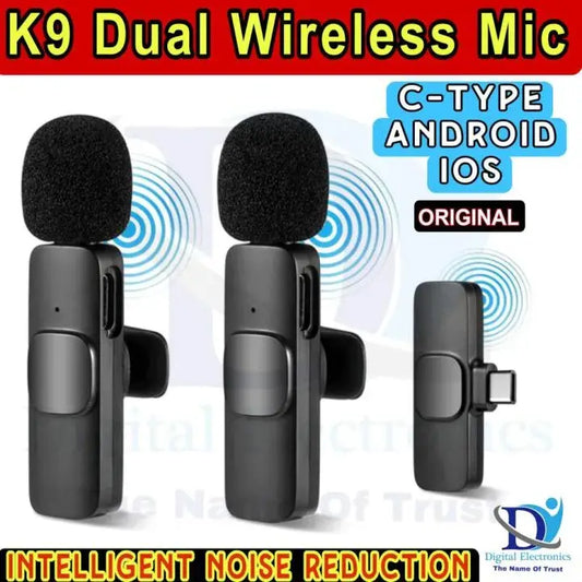 *Product Name*: Latest K9 dual Wireless Vlogging Microphone Black Rechargeable