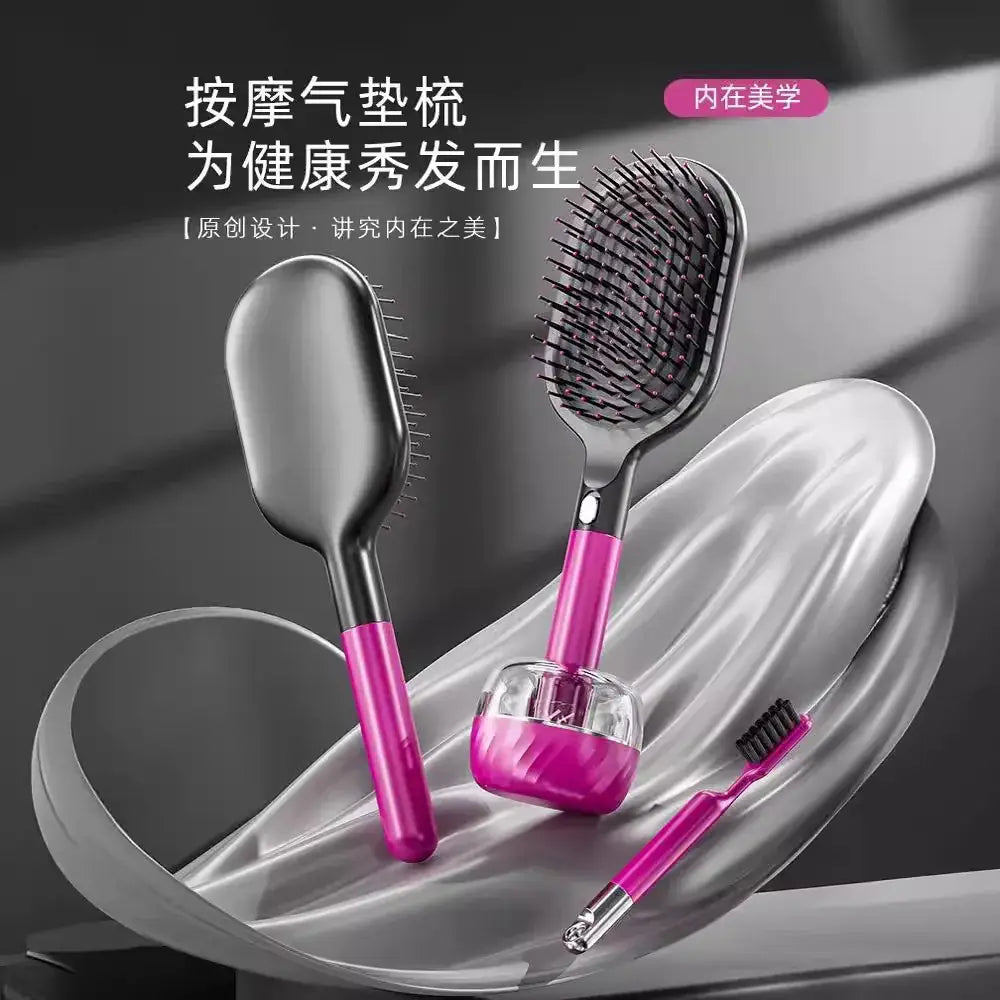 Self-Cleaning Hair Brush with One-Click Hair Removal