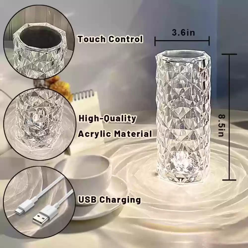 Crystal RGB Table Lamp – 16 Colors, Touch & Remote Control