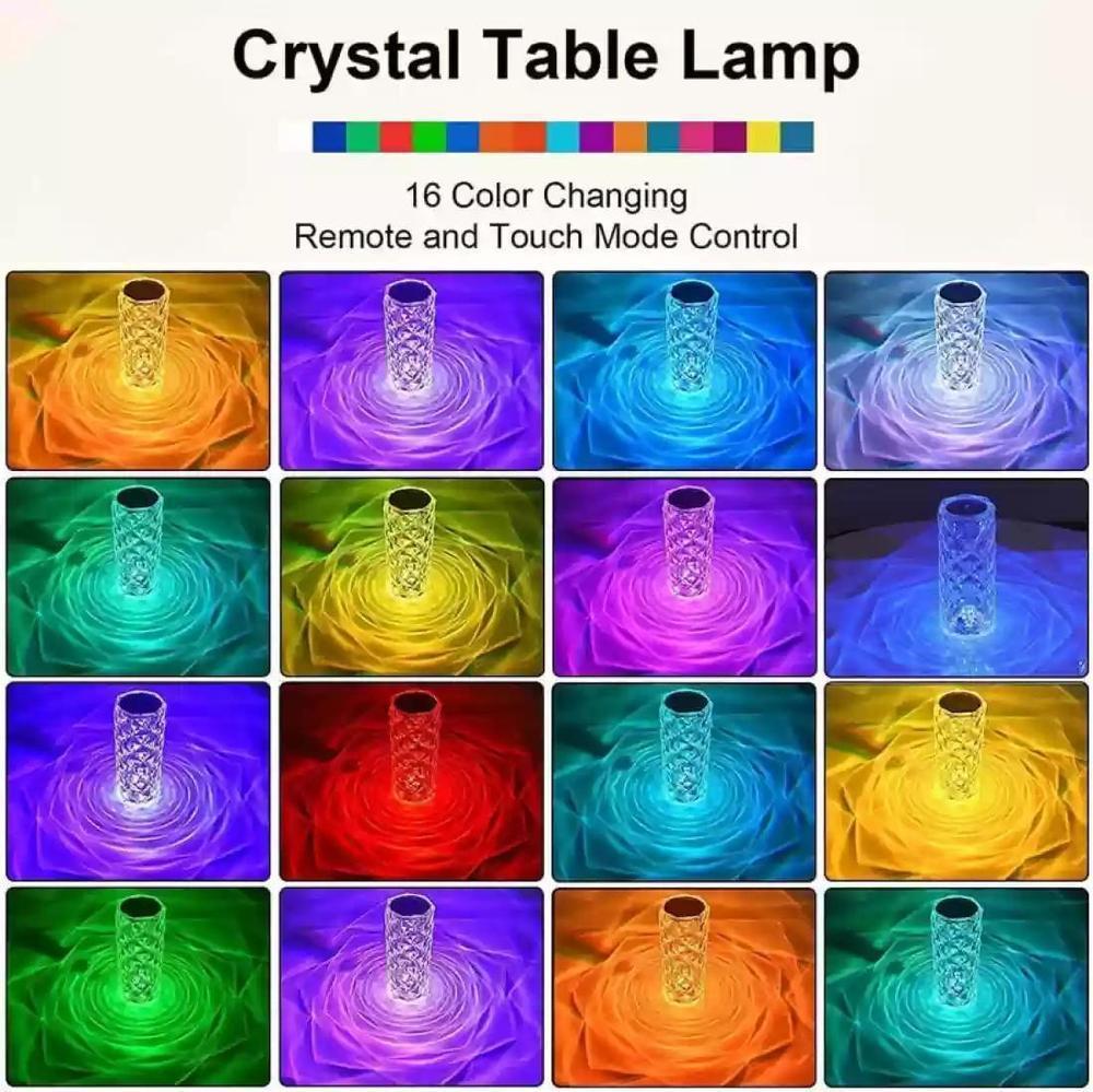 Crystal RGB Table Lamp – 16 Colors, Touch & Remote Control