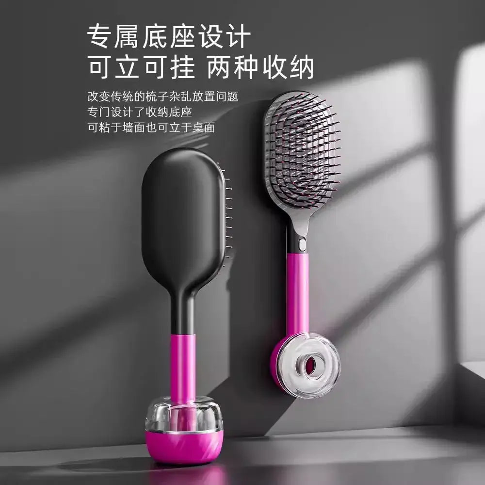 Self-Cleaning Hair Brush with One-Click Hair Removal